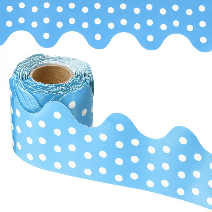 PATIKIL ドット掲示板ボーダー 10 M ポスター 黒板 コルク デコレーション トリム スカラップボーダー 壁飾り 教室 事務所 ロッカー用 ライトブルー