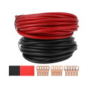 HEROFFIX グラウンドワイヤー1セット 完全絶縁&ソフトタッチジャケット電源ワイヤー ヒートシュリンクチューブ付き50FTブラック レッドCCA 12V