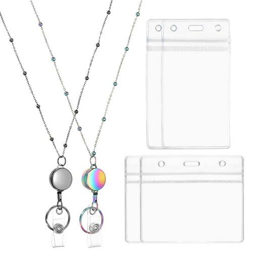 PATIKIL バッジネックレスランヤード付きIDホルダー 2個304ステンレス鋼製リトラク タブルラウンドバッジリールランヤードクリップチェーン 女性用 IDカードキー用2セットIDホルダー 黒/レインボーカラー PATIKIL バッジネックレスランヤード付きIDホルダー 2個304ステンレス鋼製リトラク タブルラウンドバッジリールランヤードクリップチェーン 女性用 IDカードキー用2セットIDホルダー 黒/レインボーカラー