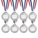 PATIKIL 優勝メダル スポーツゲームイベント 競技 スペリングビー用 首リボン付き1位 2位 3位賞メダル8個 幅2" シルバー