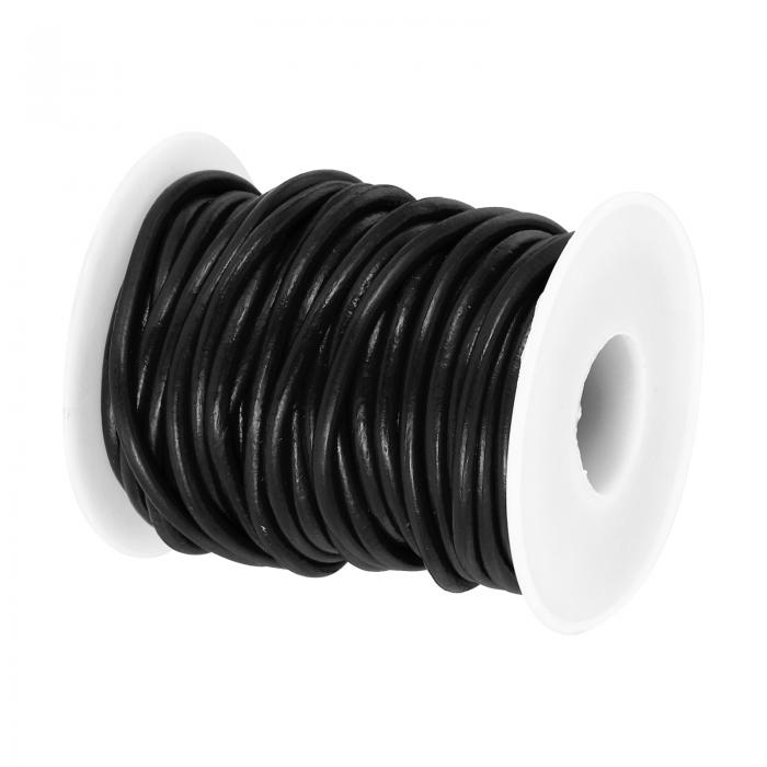 PATIKIL 宝石メイキング用11ヤード×3 mmの丸革紐、クラフト用のネックレス、ブレスレット、ビーズ、ランヤードのためのレザーストリングレースレザーロープスプール、黒