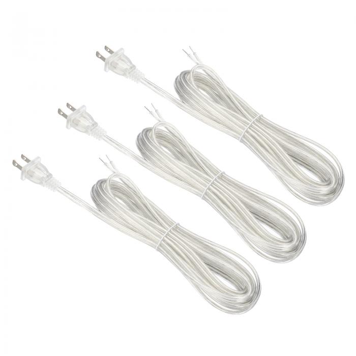 PATIKIL 15フィートランプコード S PT-2 18AWG ULリストされた電源ワイヤー 3個セット クリアランプコ..