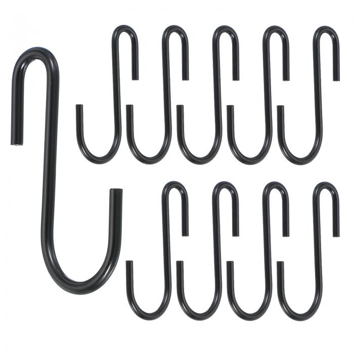 PATIKIL 2.5インチ Sフック 10パック フメタルシェルフフックS字フック キッチン ベッドルーム 事務所 黒トーン用吊り下げシンクグリッドフックハン...