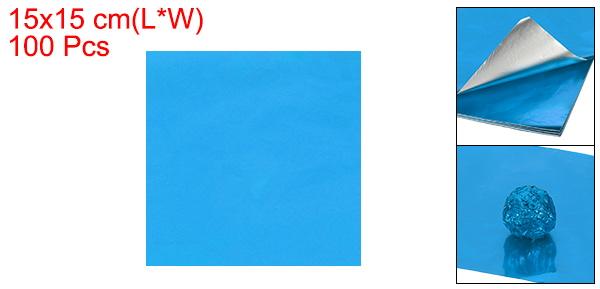 PATIKIL ホイルキャンディラッパー 6x6" 100枚 正方形 光沢アルミホイル キャンディラッピングペーパー DIY チョコレートキャンディパッケージデコレーション用 ブルー