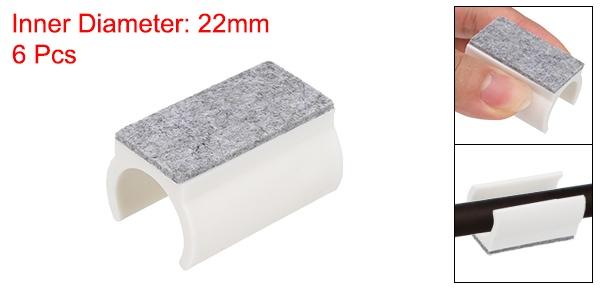 6個セット 椅子脚カバー フェルトパッド付き U型チューブフロアプロテクター 直径22mmの金属脚用 ホワイト [2]
