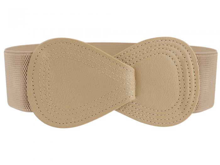 ウエストベルト 幅広 ゴムベルト 太ベルト インターロック 8字型 フェイクレザー レディース ライトカ..