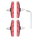 4個 ブレーキパッド マウンテンバイク Vブレーキパッドキット ユニセックスブレーキパッド ヘックスレンチ付き MTB ロードバイク用 レッド