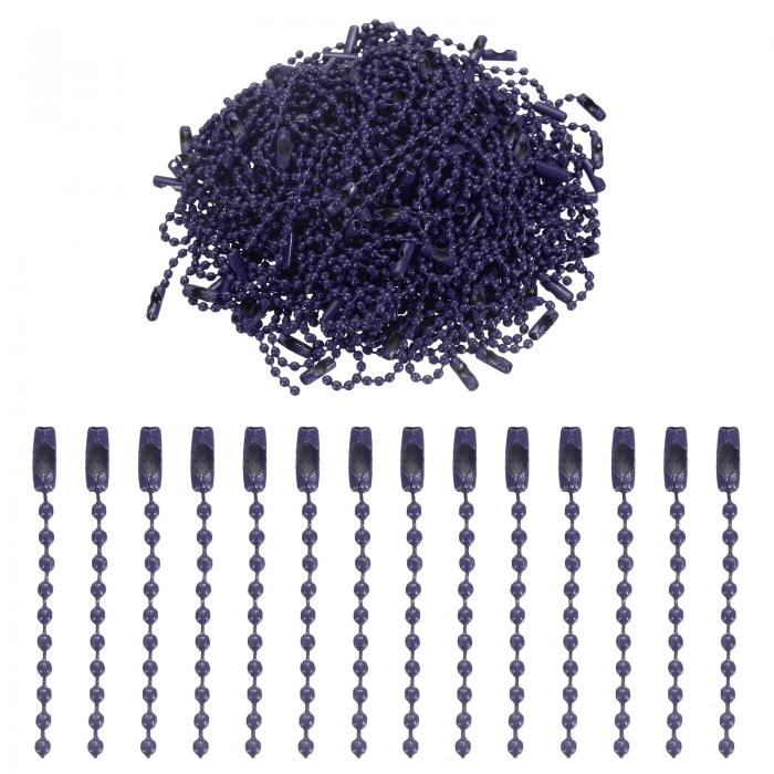 220個のメタルボールビーズチェーン、100mm長のビーズコネクタークラ スプドッグタグハンギングチェーン、キーチェーンタグクラフトプロジェクト宝石メイキング用、ネイビーブルー