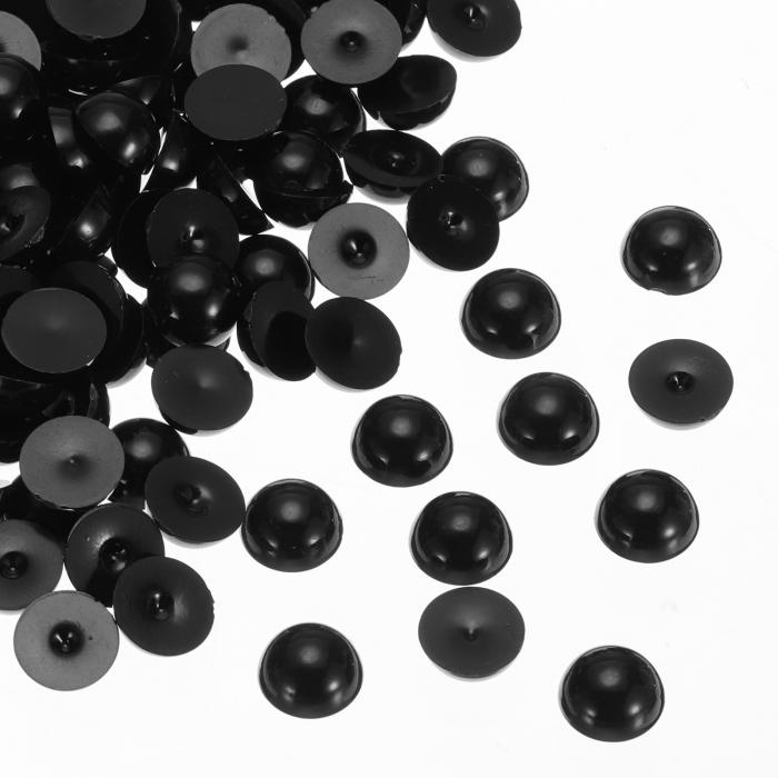300個 フラットバックパール12mm プラスチックハーフラウンドドーム模造パールクラフトビーズDIYクラフトシューズ装飾服装ウェディングクリスマスフォトフレーム 黒色