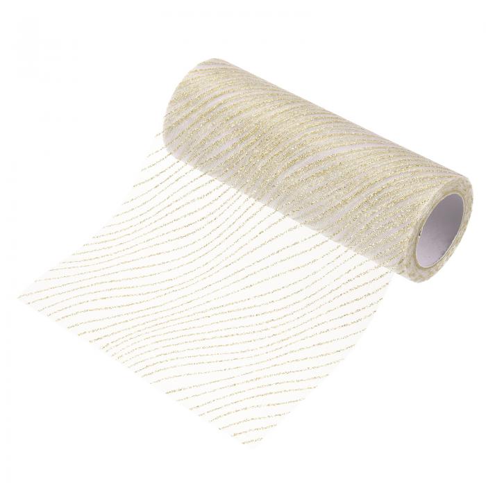 グリッターメッシュリボン 6" x 10ヤード シアーグリッターヤーンリボン ナイロン装飾用メタリック箔波..