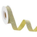 3/4"x10ヤード スパークル リボン リースクラフト カットエッジリボン ボウメイキング用 輝くファ ブリックリボン ギフトラッピング 祭りや結婚式 パーティー装飾 金色
