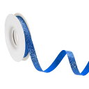 3/8" x 10ヤード スパークル リボン リースクラフト カットエッジリボン ボウメイキング用 輝くファ ブリックリボン ギフトラッピング 祭りや結婚式 パーティー装飾用 ダークブルー