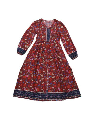Allegra K レディース 花柄ドレス 長袖 Vネック 伸縮性ウエスト スリット Aライン 夏用ミディドレス ブラウン S Allegra K レディース 花柄ドレス 長袖 Vネック 伸縮性ウエスト スリット Aライン 夏用ミディドレス ブラウン S
