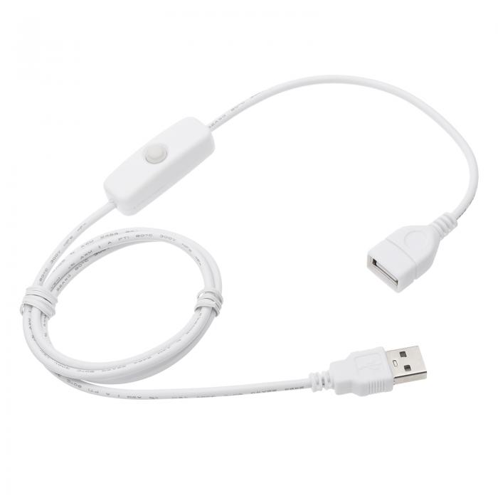 ON/OFF ボタンスイッチ付きUS B延長ケーブル 1m US Bメス-オス延長コード デスクランプ ファン LEDライ..