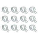 12個 スプリングバンド式アクション燃料/シリコンバキュームホース パイプクランプ 23 mm 低圧空気スプリングホースクリップクランプ 自動車用オイルパイプ 水管用 シルバー