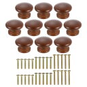 10個の丸い木製引き出しノブ、1.26インチ×1.02インチの丸いキャビネットノブ、キノコ形状のペイント表面木製ノブ、家具の引き出し、ドレッサー、ワードローブ、...