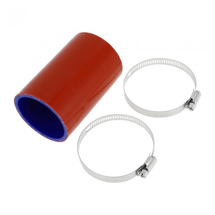X AUTOHAUX シリコンホース シリコンチューブ インタークーラー ターボ インテークパイプ レッド 長さ100mm 内径57mm 4層構造 汎用 エアクリーナー エアーホース クーラント ラジェーターホース 自動車 建設機械 工業用 研究機器 農業機械 ホースバンド付き 1セット