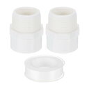 PVCメスアダプターパイプ継手、2個1-1/4" 2ウェイPVCパイプコネクター(シールテープ付き)(ソケット×メスパ イプスレッド)、配管用PVCホースアダプターカップリング(ホワイト)