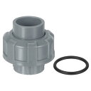 PVCユニオンパイプ継手、1個 3/4インチ PVCスリップユニオンカップリングアダプター、Oリング付き、水泳プールや屋外の配管アプリケーション用のスリップソケットポート接続(グレー)