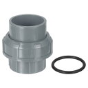 PVCユニオンパイプ継手、1個 1-1/2インチ PVCスリップユニオンカップリングアダプター、Oリング付き、水泳プールおよび屋外の配管アプリケーション用のスリップソケットポート接続(グレー)