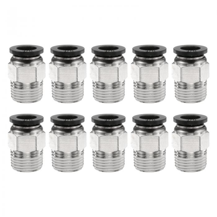 10個 プッシュ・トゥ・コネクト・フィッティング 3/8" チューブ OD x 3/8" N スレッド メール ストレー..