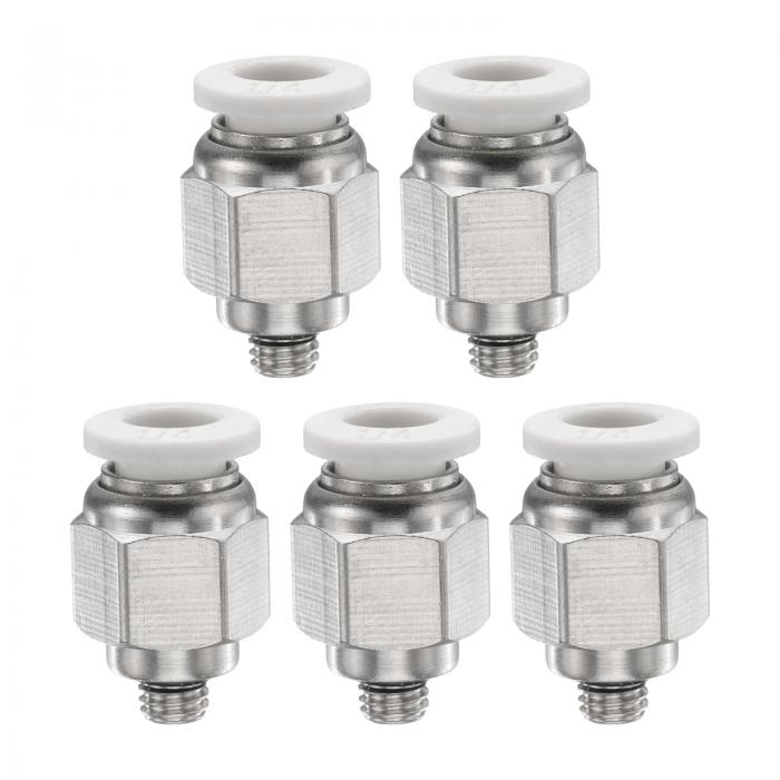 5個 プッシュ・トゥ・コネクト・フィッティング 1/4" チューブ OD x 10-32" UN F スレッド メール スト..