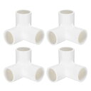 3ウェイPVCパイプ継手 3/4"家具グレードエルボーパイプコネクタ 90度PVCエルボーサイドアウトレット継手 PVC家具DIYガーデンシェルフ用(4個入り) ホワイト