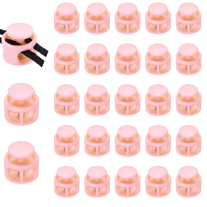 25個のアソートカラープラスチックスプリングコードロック、ダブルホールスライダートグルクリップエンドストッパーラウンドファスナー、ドローストリングパラコードバッ...