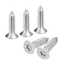 平らなカウンターシンクヘッドトルクスねじ 60個 M6 x 16mm 304ステンレス鋼防盗シートメタルねじ ビットT30付き 木材 機械産業用防止(シルバー)(4)