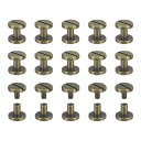 30パック真鍮シカゴスクリュー 5x10mmフラットヘッドスクリューバックバインディングポストネイルスタッドリベット DIYレザークラフトベルトストラップ ブロ...