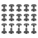 30パック真鍮シカゴスクリュー 7x10mmフラットヘッドスクリューバックバインディングポストネイルスタッドリベット DIYレザークラフトベルトストラップ 黒色