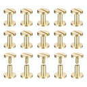 25パック真鍮シカゴスクリュー 6x10mmフラットヘッドスクリューバックバインディングポストネイルスタッドリベット DIYレザークラフトベルトストラップ用 金...