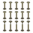 25パック真鍮シカゴスクリュー 20x10mmフラットヘッドスクリューバックバインディングポストネイルスタッドリベット DIYレザークラフトベルトストラップ ブ...