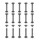 25パック真鍮シカゴスクリュー 30x10mmフラットヘッドスクリューバックバインディングポストネイルスタッドリベット DIYレザークラフトベルトストラップ用 黒色