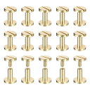 25パック真鍮シカゴスクリュー 9x10mmフラットヘッドスクリューバックバインディングポストネイルスタッドリベット DIYレザークラフトベルトストラップ用 真...