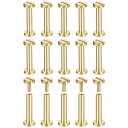 25パック真鍮シカゴスクリュー 15x6mmフラットヘッドスクリューバックバインディングポストネイルスタッドリベット DIYレザークラフトベルトストラップ用 真...