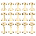 25パック真鍮シカゴスクリュー 10x12mmフラットヘッドスクリューバックバインディングポストネイルスタッドリベット DIYレザークラフトベルトストラップ用 ...