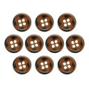 10個の樹脂製ボタン、15mm 5/8インチ 4つの穴 ラウンドパターン フラットバックボタン コート、スーツ、衣類、ガーメント&DIYクラフト用、5#コーヒー...