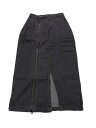 Allegra K レディース デニム ジッパー フロント スリット ロングスカート ポケット付き ジーンズスカート ブラック XS
