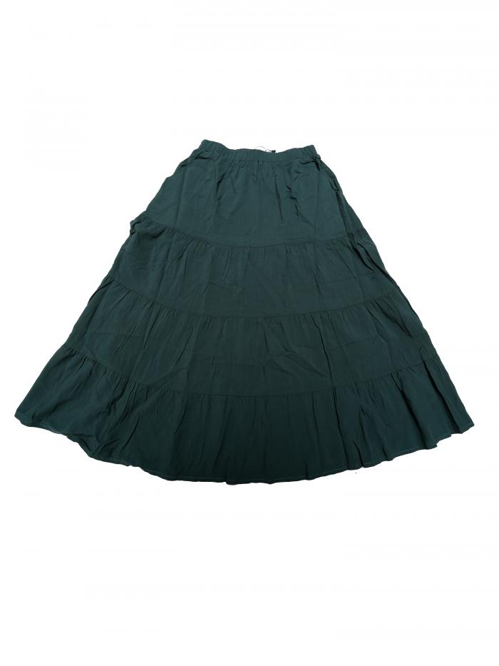 Allegra K ロングスカート レデース プリツスカート Aライン ハイウェスト フレアスカート 無地 春夏 アーミーグリーン XL