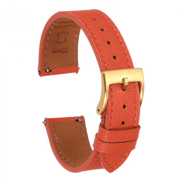 本物のレザー製時計バンド20mmクイックリリース交換用時計ストラップ、ステンレススチール製ゴー ルド..