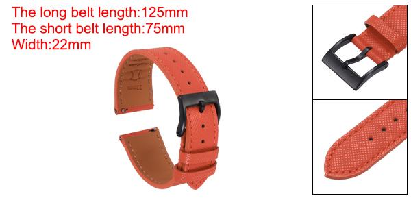 本物のレザーウォッチバンド 22mm クイックリリース交換用ウォッチストラップ ステンレススチール黒バックル付き 男性 女性用 オレンジ
