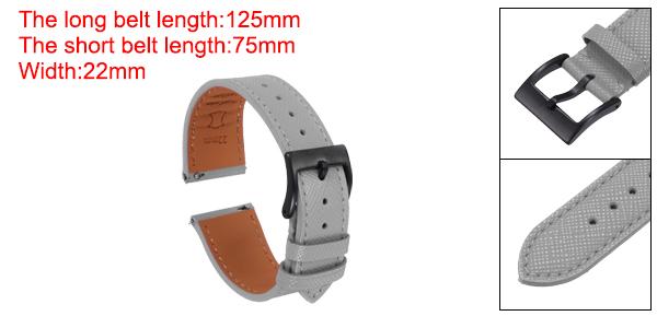 本物のレザーウォッチバンド 22mm クイックリリース交換用ウォッチストラップ ステンレススチール黒バックル付き 男性 女性用 グレー