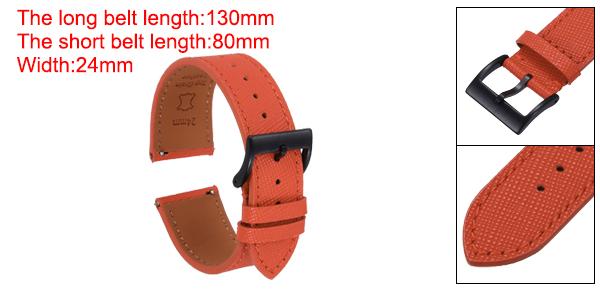 本物のレザーウォッチバンド24mmクイックリリース交換用ウォッチストラップ、ステンレススチール黒バックル付き、男性用女性用、オレンジ
