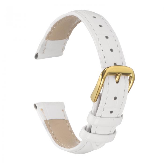 14mmエンボスパターン牛革時計バンド、スプリングバー付きの男性と女性用交換用ホワイトゴー ルド時計..