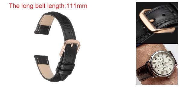14mmエンボス加工牛革時計バンド、スプリングバー付きの男性用女性用時計ストラップ交換、黒ローズゴー ルド