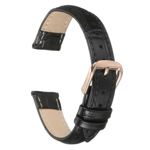 14mmエンボス加工牛革時計バンド、スプリングバー付きの男性用女性用時計ストラップ交換、黒ローズゴー ルド 14mmエンボス加工牛革時計バンド、スプリングバー付きの男性用女性用時計ストラップ交換、黒ローズゴー ルド