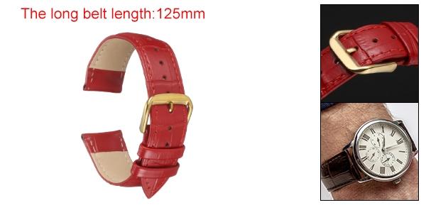 20mmエンボスパターン牛革時計バンド交換用バネ棒付き、男性と女性用、レッドゴー ルド
