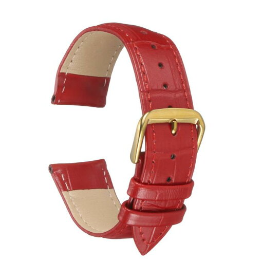 20mmエンボスパターン牛革時計バンド交換用バネ棒付き、男性と女性用、レッドゴー ルド 20mmエンボスパターン牛革時計バンド交換用バネ棒付き、男性と女性用、レッドゴー ルド