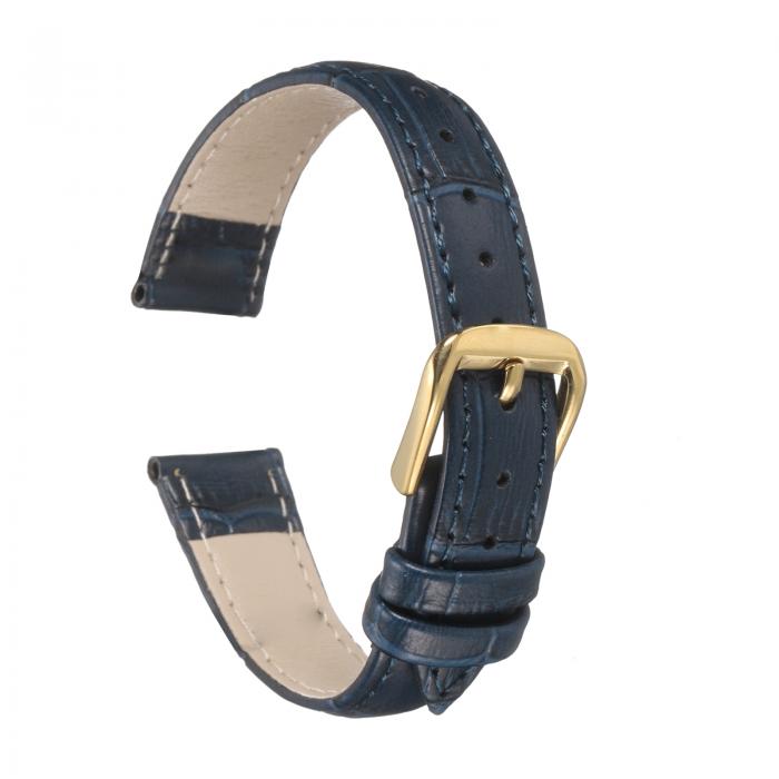 14mmエンボスパターン牛革時計バンド、スプリングバー付きの男性と女性用時計ストラップ交換、ブルーゴ..